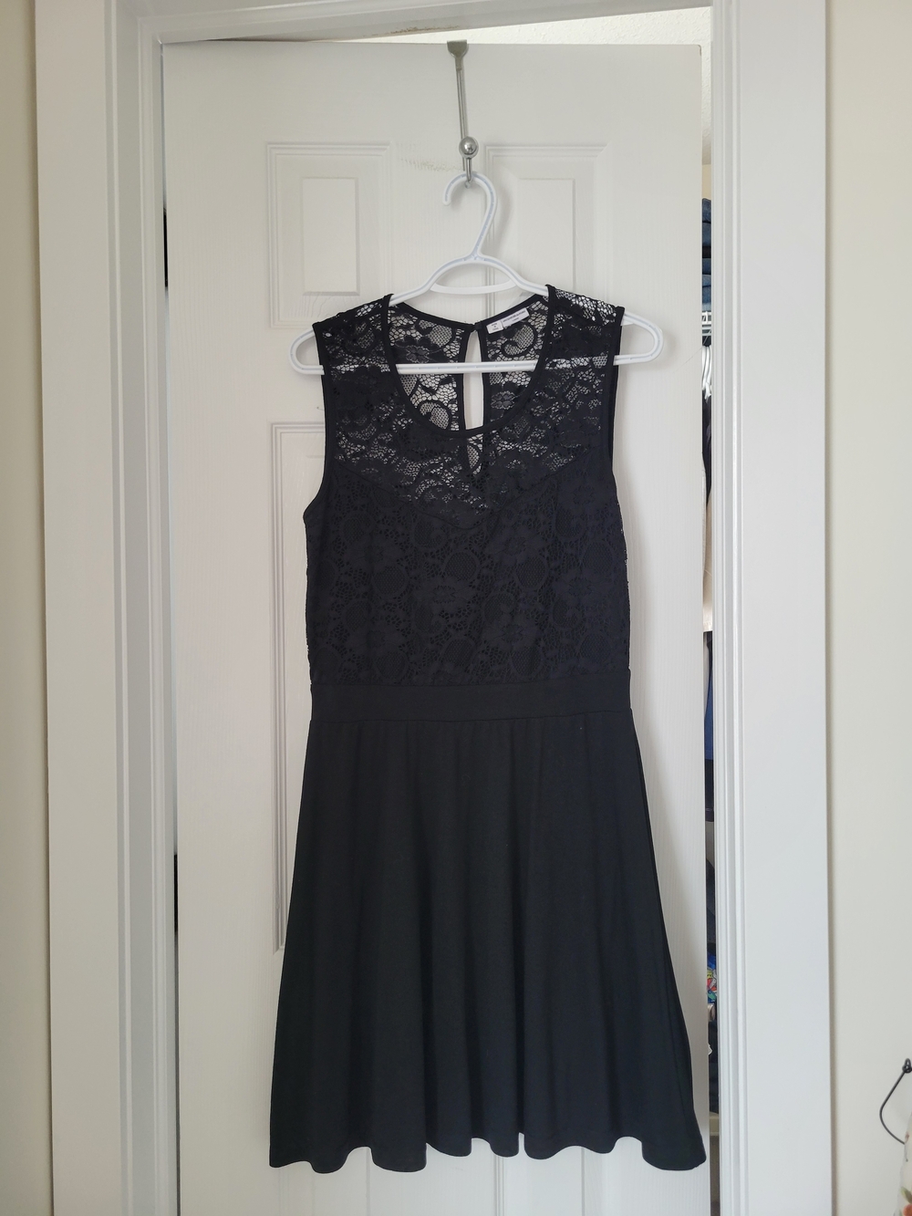 Jacqueline De Young Black Lace Fit-and-Flare Women Dress Size L